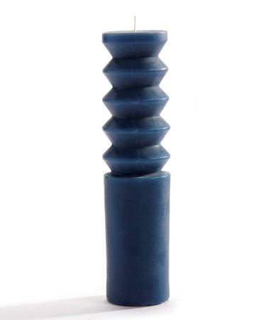 Blue Tall Tiered Pillar  Candle