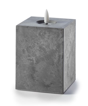 Grey LED Square Flameless Candle, 3x5