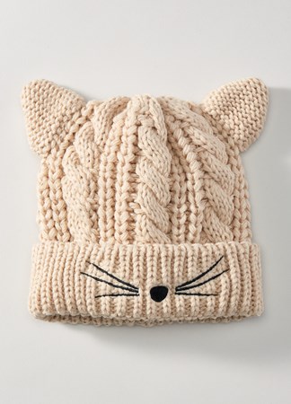Tuque tricot chat 3-5 ans acryl.