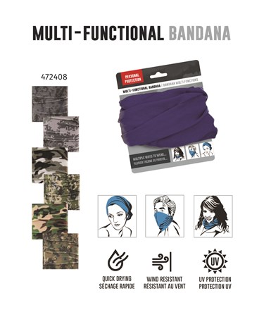 Camo Print Multi-Functional Bandana, 6 Asst.