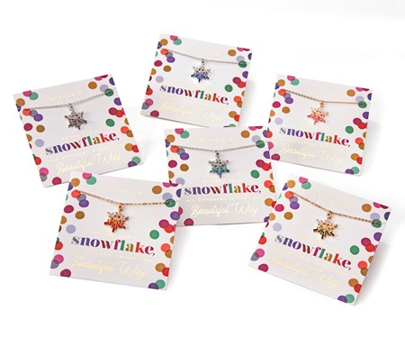 Snowflake Necklace, 6 Asst. w/Displayer