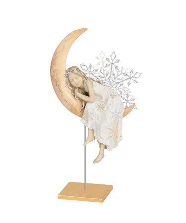 Figurine ange a/lune resine