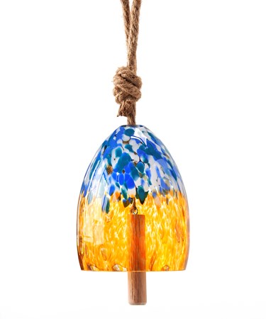 Art Glass Bell Windchime Blue/Orange