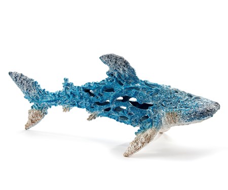Figurine requin bleu resine